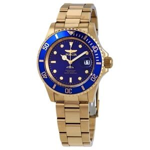 Invicta Gold Bracelet with Blue Dial Watch